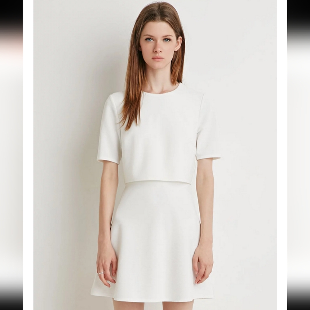 Forever 21 layered white textured dress